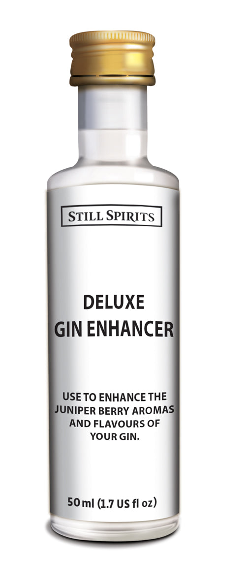 Still Spirits Deluxe Gin Enhancer bottle, designed to infuse vodka with rich botanical flavors for homemade premium gin.