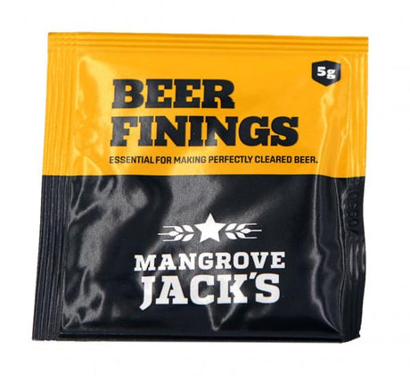 Mangrove Jack's 5g Beer Finings Sachet for crystal-clear homebrewed beer, enhancing clarity and flavor across all styles.