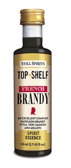 Still Spirits Top Shelf French Brandy bottle showcasing its rich flavor and smooth finish, ideal for sipping or cocktails.