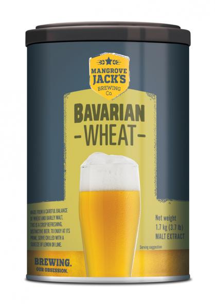 A 1.7kg brewing mix by Mangrove Jack's for crafting refreshing Bavarian Wheat beer with fruity notes and a creamy head.