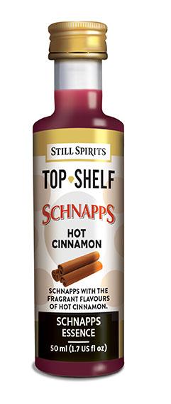 Bottles of Still Spirits Top Shelf Hot Cinnamon Schnapps showcasing its bold cinnamon essence for homemade cocktails.