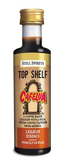 Bottles of Still Spirits Top Shelf Cafelua, a rich coffee liqueur inspired by fresh Mexican coffee flavors.