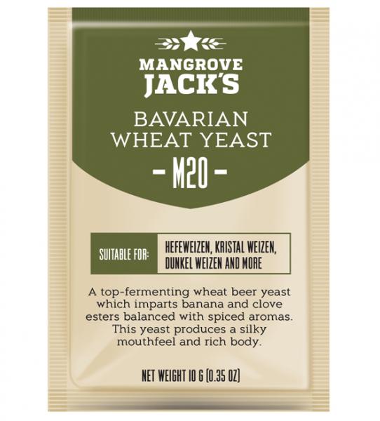 Mangrove Jack's M20 Bavarian Wheat yeast pack, ideal for brewing authentic Hefeweizen with banana and clove aromas.