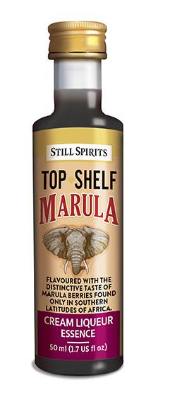 Bottle of Still Spirits Top Shelf Marula essence, capturing the unique flavor of Marula berries for homemade liqueurs.