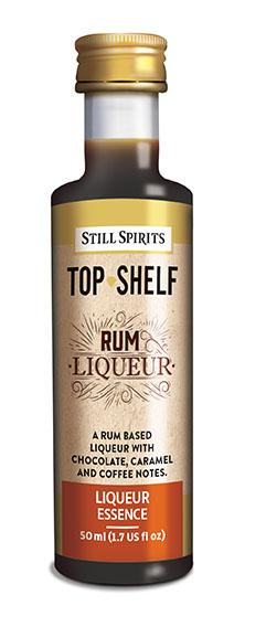 Still Spirits Top Shelf Rum Liqueur bottle showcasing rich chocolate, caramel, and coffee flavors for exquisite cocktails.