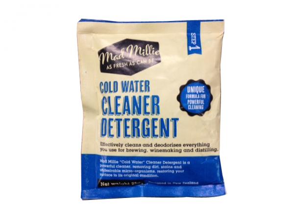 Mad Millie Cold Water Cleaner Detergent 25g in eco-friendly packaging, effective for tough stains and various surfaces.