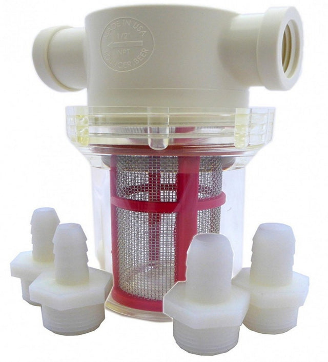 Mac Daddy Bouncer Filter: a high-capacity beer filter for clearer, tastier brews without pumps, removing sediment efficiently.