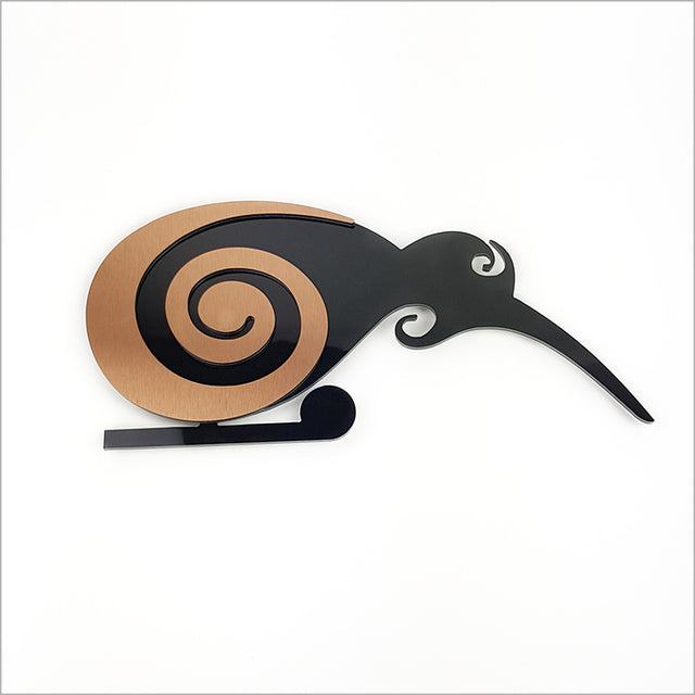 2 Tone Moko Birds Kiwi Wall Art crafted from durable aluminum, showcasing New Zealand's wildlife in vibrant colors, ready to hang.