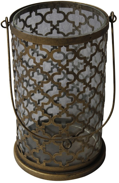 Elegant 13.5cm candle holder lantern inspired by Middle Eastern designs, creating enchanting silhouettes when lit.