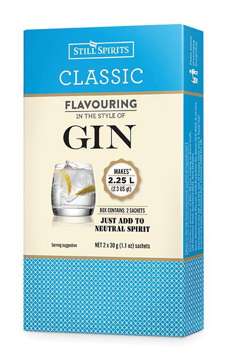 "Still Spirits Classic Gin Sachet allows home distillers to create flavorful gin with robust juniper and spice notes."