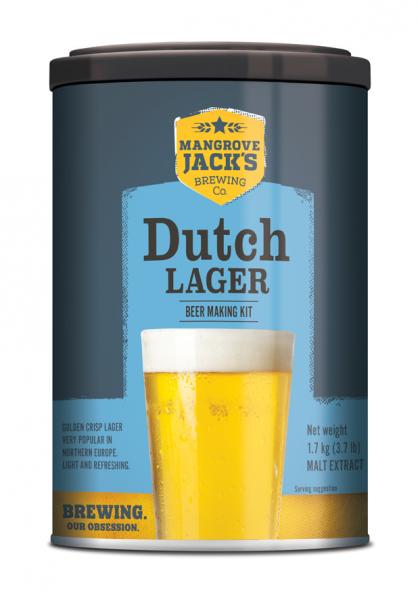 Dutch Lager brewing kit featuring a light golden color and balanced flavor, perfect for home brewers and beer enthusiasts.