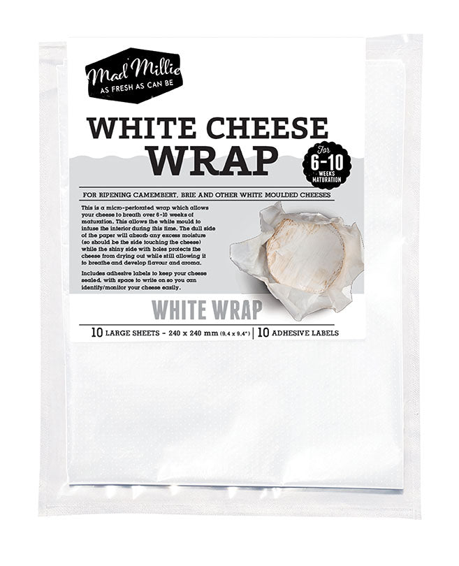 White Cheese Wrap 10 Pack 240x240mm - Mad Millie