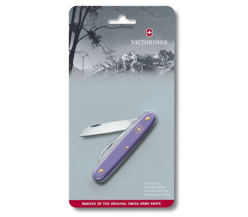 Victorinox Floral Violet Pocket Knife featuring a 55 mm stainless steel blade and stylish purple nylon handle for precise gardening.