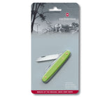 Victorinox Floral Green Pocket Knife with 55 mm stainless steel blade and comfortable nylon handle, ideal for flower cutting.