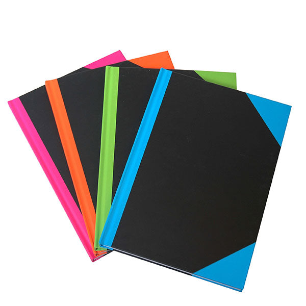 Cumberland A5 Notebook with assorted colorful covers, 192 feint ruled pages for smooth writing, durable hardcover design.