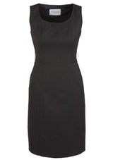 Ladies sleeveless charcoal dress from Biz Collection, featuring deep pockets, concealed zip, and versatile design for all occasions.