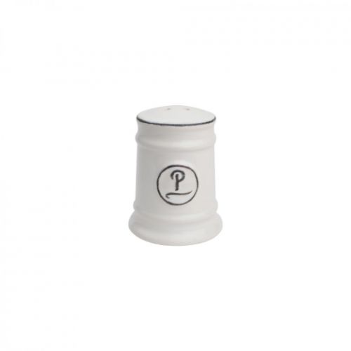 Elegant white ceramic pepper shaker with clean lines, perfect for enhancing any dining table setting.