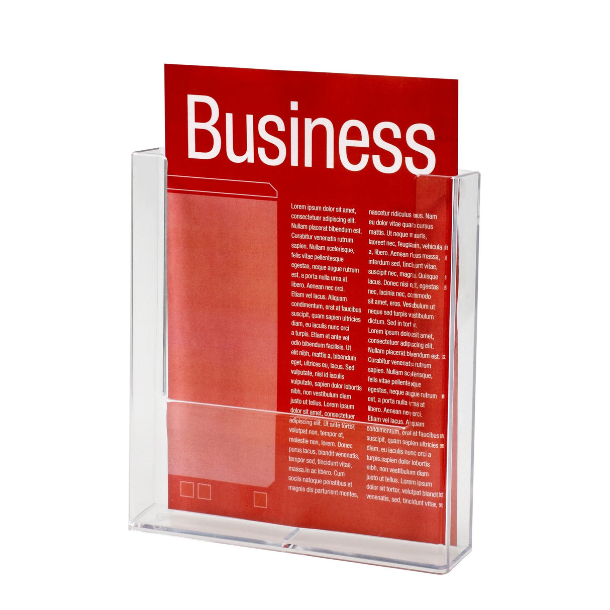 Esselte A4 wall-mounted brochure holder for displaying promotional materials, ideal for offices and retail spaces.