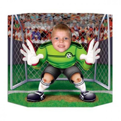 Cardboard soccer photo prop, 94cm x 64cm, ideal for sports-themed photography, not suitable for express post.