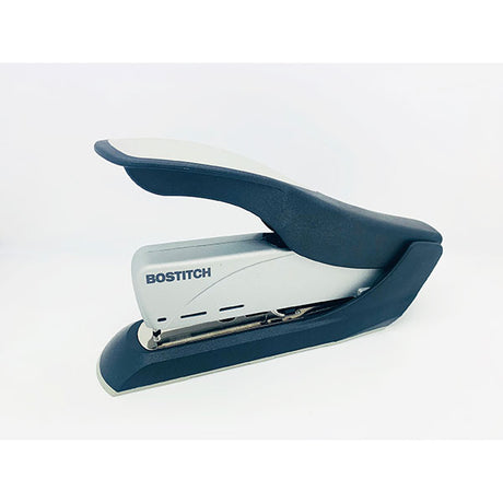 Heavy-duty stapler with die-cast metal, staples up to 65 sheets, ergonomic grip, and refill window for easy use.