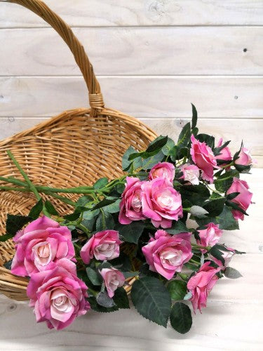 Lifelike dark pink Diamond Rose Spray, perfect for elegant decor, floral arrangements, and special events.
