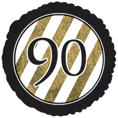 17-inch gold "Happy 90th Birthday" balloon, perfect for celebrating a loved one's milestone with elegant decor.