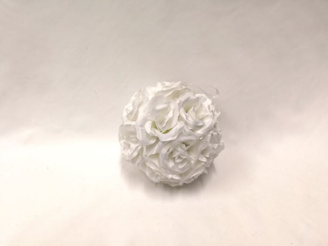 20cm white silk rose ball hanging decoration, perfect for elegant events and home decor.