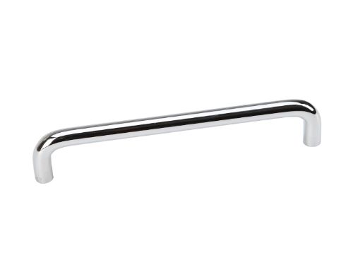 Chrome plated 150mm Centres Steel D-Handle for cupboard doors, offering ergonomic grip and modern design.
