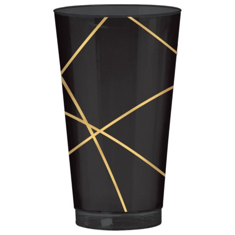 Set of 16 elegant gold geometric tumblers, 473ml each, perfect for stylish entertaining and everyday use.