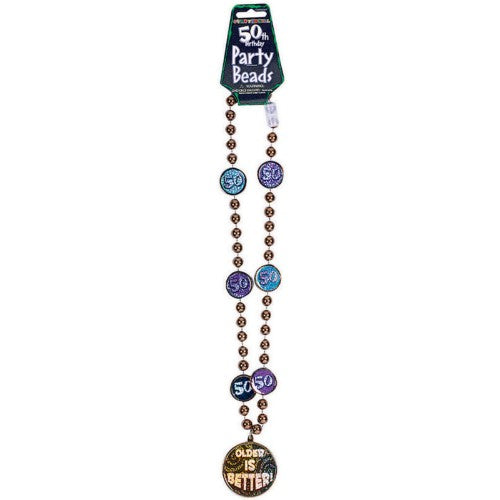 Classic 50's Bead Chain Necklace showcasing vibrant beads, perfect for vintage-inspired outfits and versatile styling.