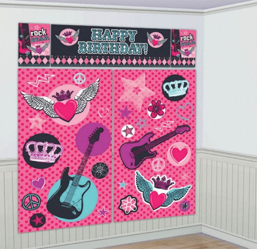 Colorful Rocker Princess scene setters pack of 5, perfect for themed parties and vibrant photo backdrops.