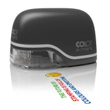 Colop e-mark Mobile Printer in black, a portable device for vibrant custom prints on any absorbent surface, compatible with iOS and Android.