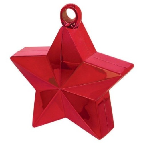 Vibrant red star-shaped balloon weight adds charm and stability to celebrations, perfect for birthdays and weddings.