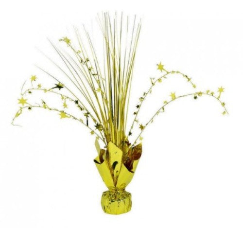 Elegant gold foil spray centerpiece, perfect for enhancing table settings at weddings and special occasions.