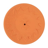 Sun Terracotta Incense Plate featuring a sun design, perfect for meditation and home fragrance, 9x9 cm size.