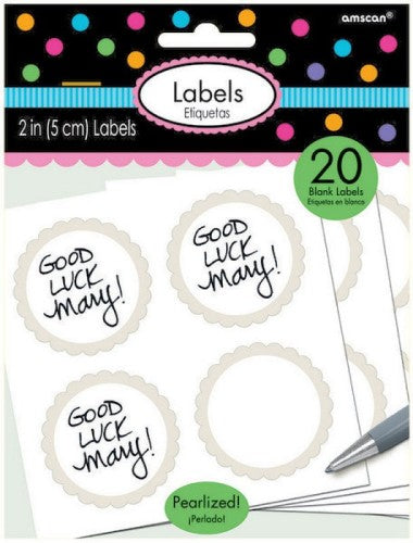 White scalloped labels pack of 5, perfect for organization, crafting, and event labeling with elegant design and durability.