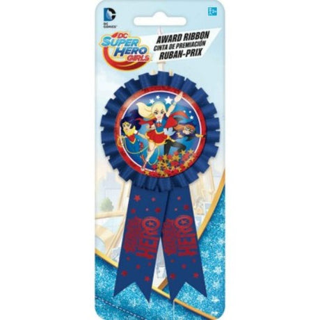 Vibrant Confetti Award Ribbon featuring DC Superhero Girls, perfect for celebrating achievements and inspiring young heroes.