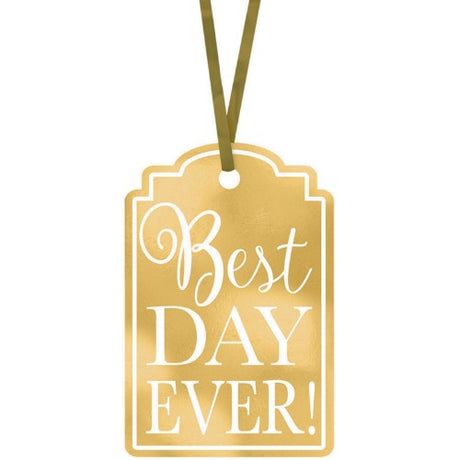 Gold "Best Day Every" printed gift tags in a pack of 25, perfect for elegant gifting on any special occasion.