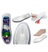 Memory Insole Set of 12 in white, made of EVA and memory foam, providing comfort and support for all shoe types.