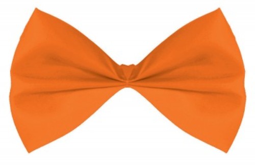 Vibrant orange bowtie made of 100% polyester, perfect for weddings, parties, and costumes, measuring 3 1/4" x 6".