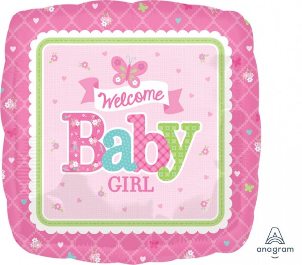 Foil Balloon - Self Sealing Standard Hx Welcome Baby Girl - Butterfly (45cm)