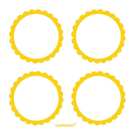 Bright sunshine yellow scalloped labels, pack of 5, perfect for organizing, gift tags, and adding a cheerful touch.