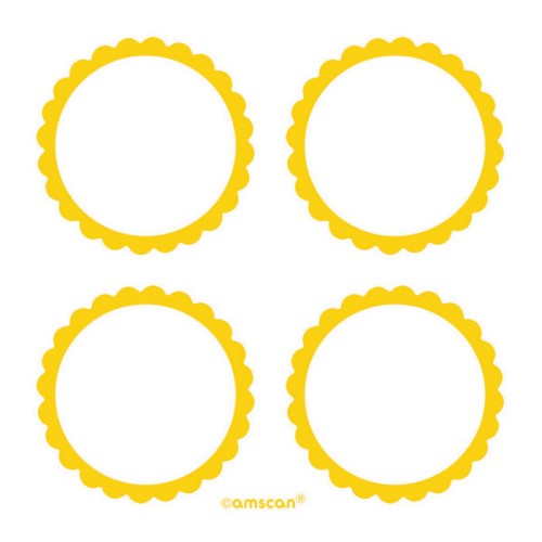 Bright sunshine yellow scalloped labels, pack of 5, perfect for organizing, gift tags, and adding a cheerful touch.