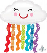 Xtra large self-sealing foil balloon in the shape of a vibrant rainbow cloud, perfect for adding joy to celebrations.