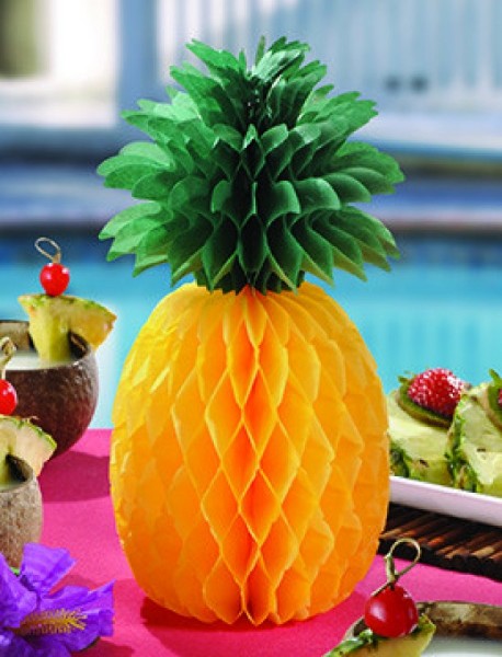 Vibrant 12-inch Pineapple Honeycomb centerpiece, perfect for tropical decor and celebrations, adds charm to any space.