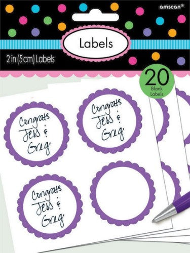 Scalloped purple labels in a pack of 5, perfect for adding elegance to organization and crafting projects.