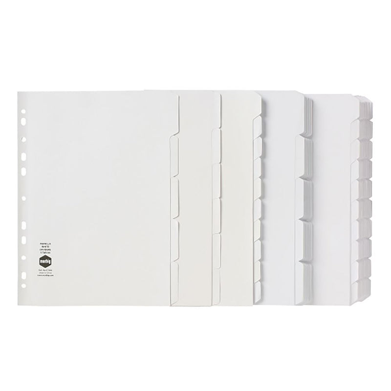 Marbig Dividers 10 Tab White Manilla A4