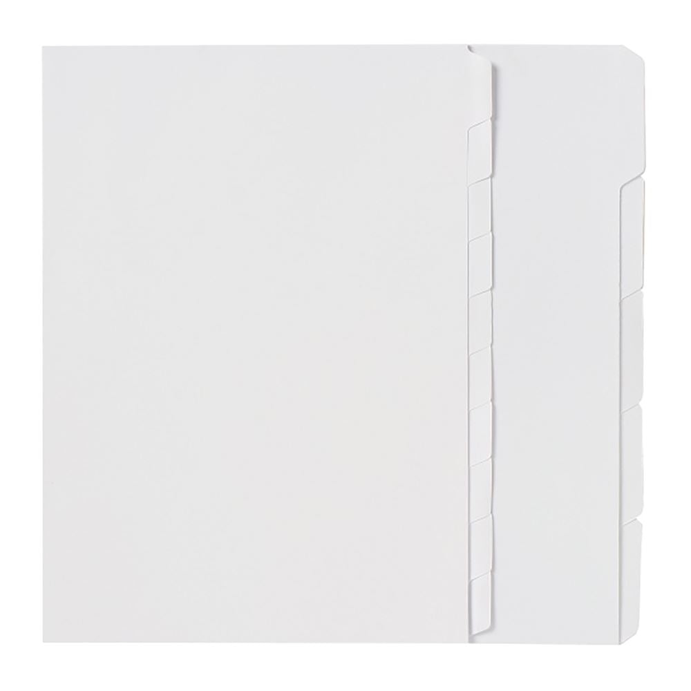 Marbig A4 dividers with 10 blank tabs, perfect for custom organization in reports and presentations.