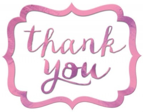 Pack of 50 pink "Thank You" stickers, each measuring 1.16” x 1.5”, perfect for gifting and personal touches.