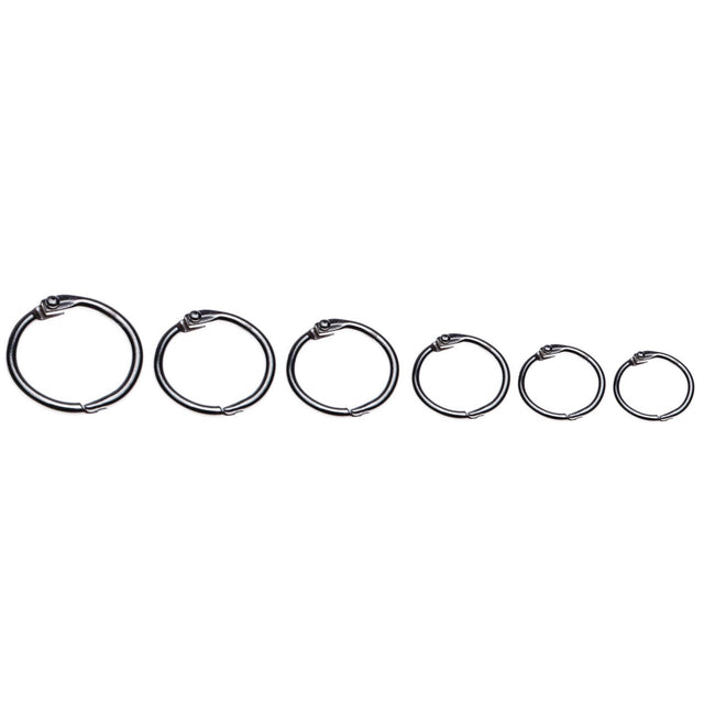 Durable 50mm hinged metal rings from ESSELTE, ideal for organizing keys, documents, and swatches, packed in a box of 50.